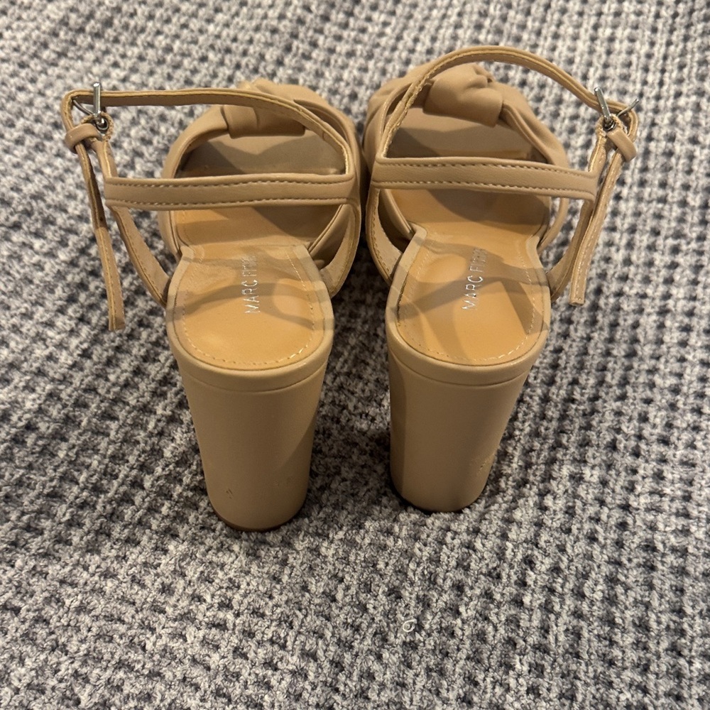 Marc Fisher Tan Knot Platform Sandals with Ankle Strap - Picture 4 of 5